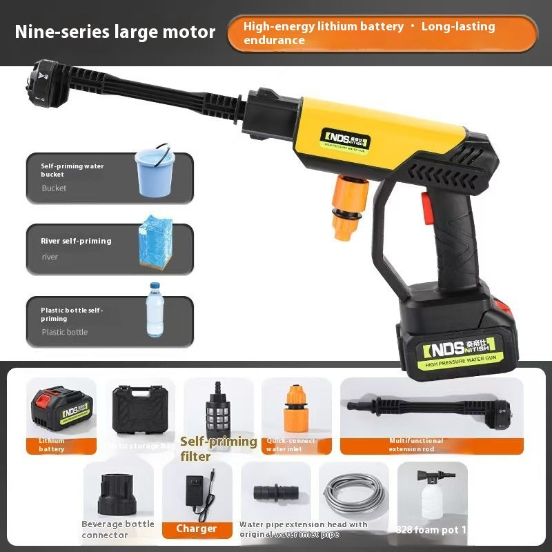 Wireless High-pressure Water Gun Household Cleaning Watering Large Pressure Six-in-one Nozzle